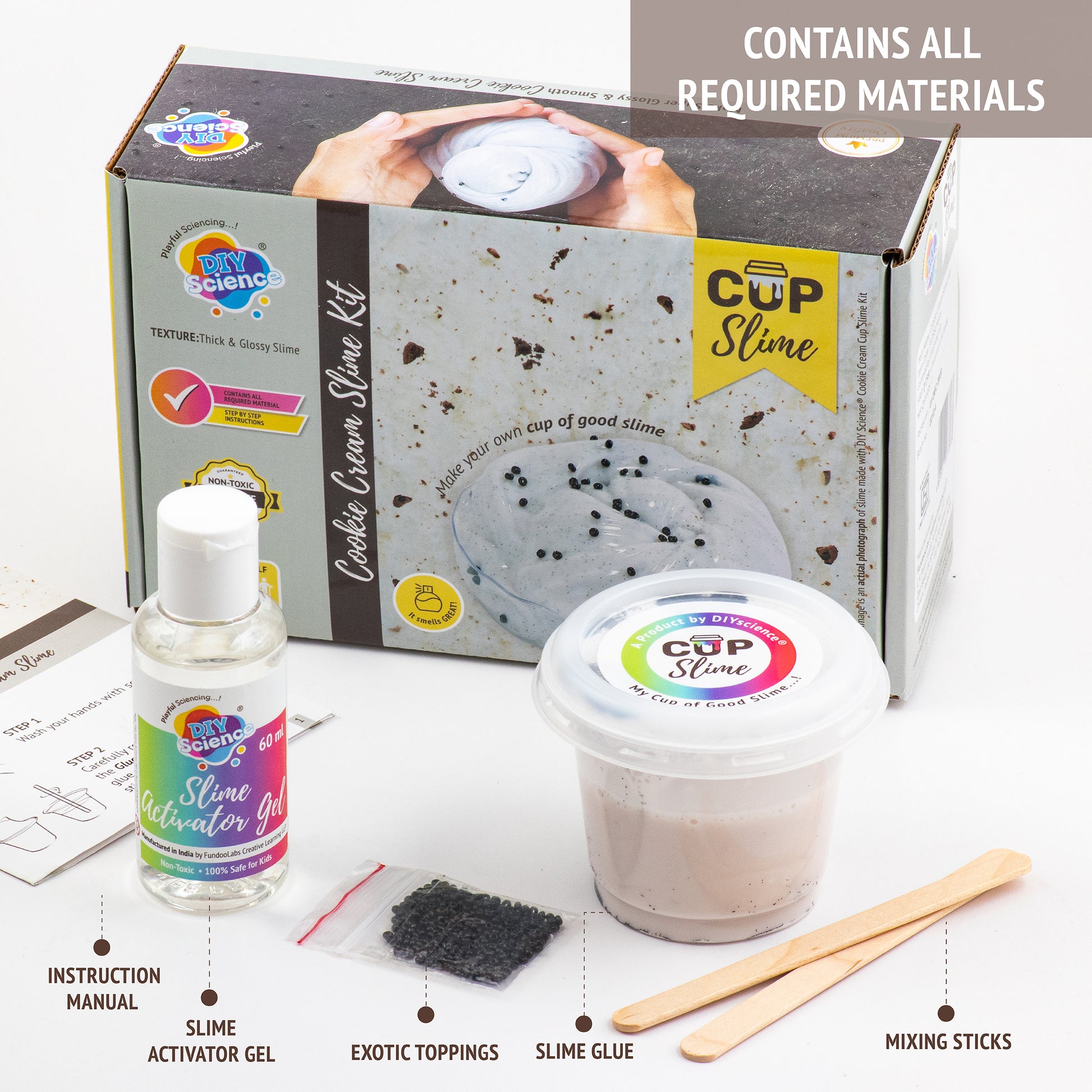 Buy Diy Science Cookie Cream Cup Slime Kit (Texture Thick & Glossy Slime) at Myneemoe Online In India