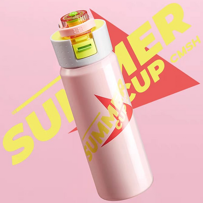 Buy Summer Cup Stainless Steel Water Bottle – Leakproof, BPA-Free & Easy-Clean Pink at MyneeMoe Online In India