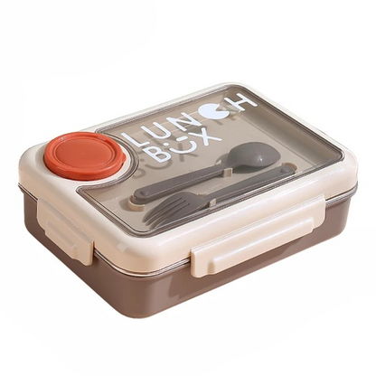 Buy 3 Compartment Sustainable Eco-Friendly Lunch Box Milk Coffee Brown at MyneeMoe Online In India