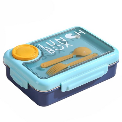 Buy 3 Compartment Sustainable Eco-Friendly Lunch Box Royal Blue at MyneeMoe Online In India