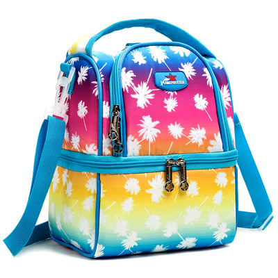 FrescoPack Insulated Lunch Bag – Double Compartments, Waterproof & Stylish (White Feather)