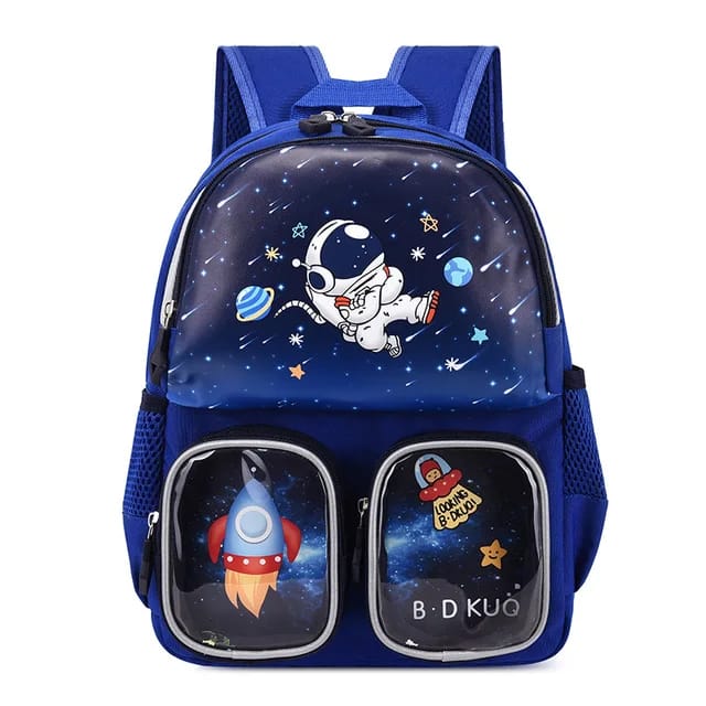 Buy Trendy Cartoon Character Backpack for Kindergarten With Front Pockets Blue (Space) at Myneemoe Online In India