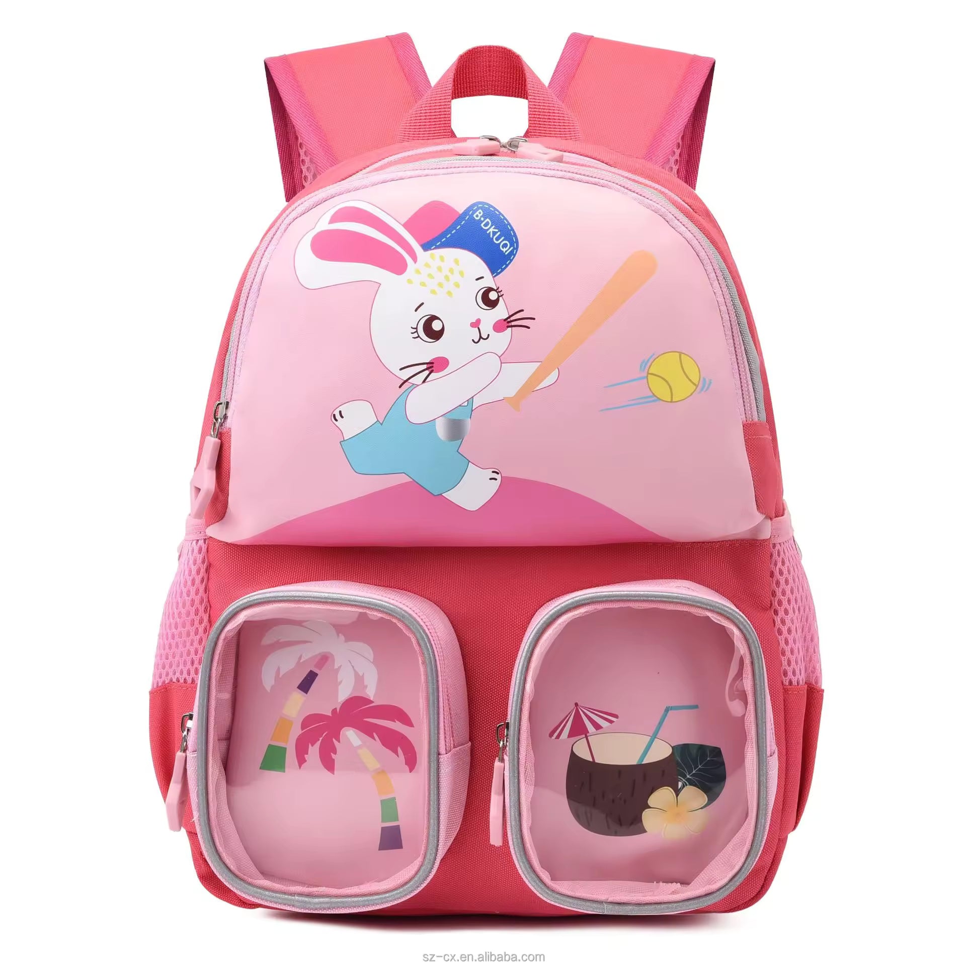 Buy Trendy Cartoon Character Backpack for Kindergarten With Front Pockets Pink (Bunny) at Myneemoe Online In India