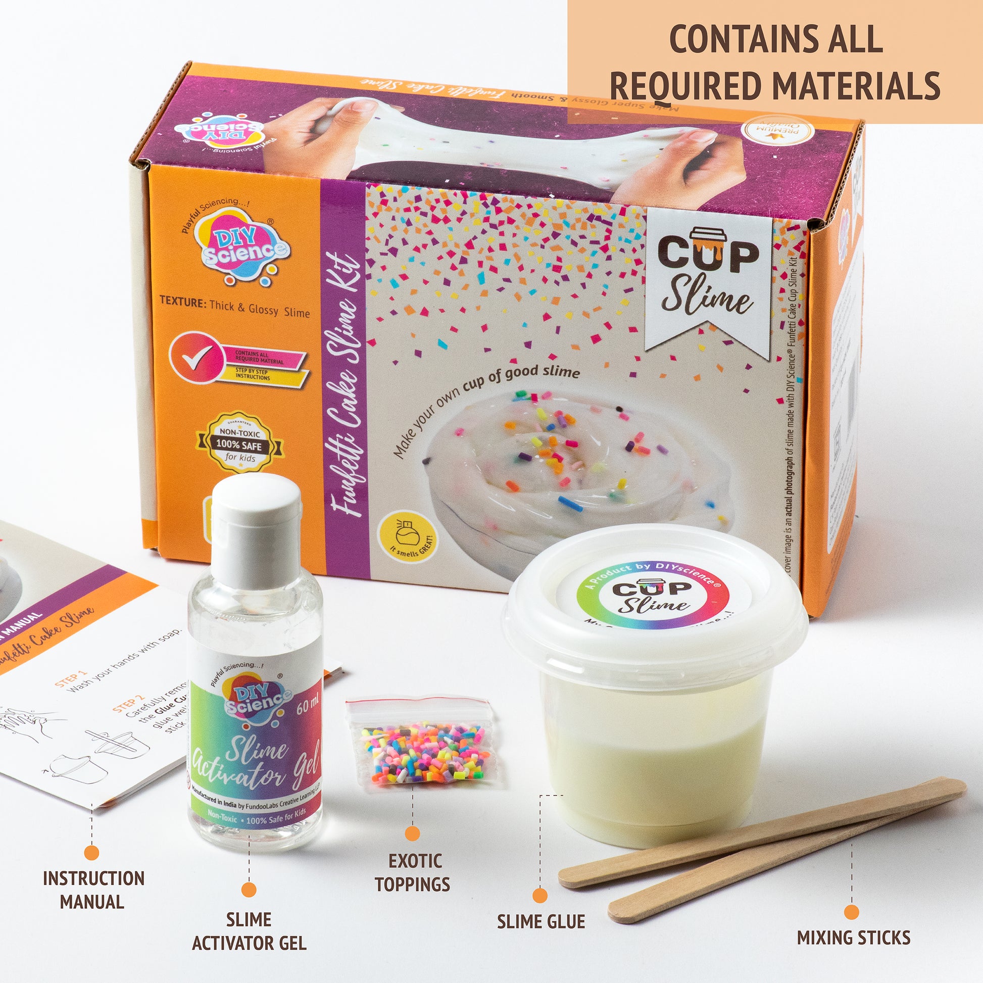 Buy Diy Science Funfetti Cake Cup Slime Kit (Texture Thick & Glossy Slime) at Myneemoe Online In India