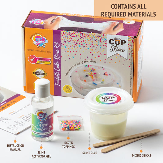 Buy Diy Science Funfetti Cake Cup Slime Kit (Texture Thick & Glossy Slime) at Myneemoe Online In India