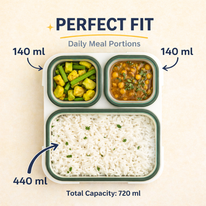 Meal Station 3 Compartment Stainless Steel Bento Lunch Box with Bag