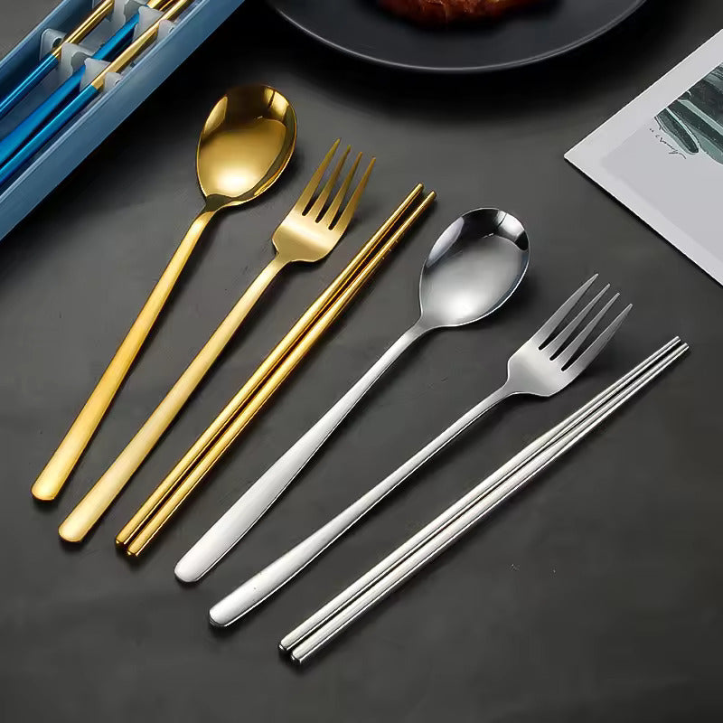 Buy Colorful Stainless Steel Cutlery Set of 3 - Spoon, Fork & Chopsticks Included at MyneeMoe Online In India