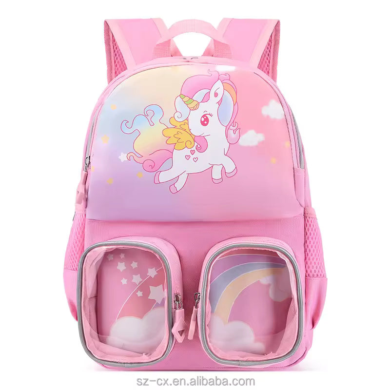 Buy Trendy Cartoon Character Backpack for Kindergarten With Front Pockets Pink (Unicorn) at Myneemoe Online In India