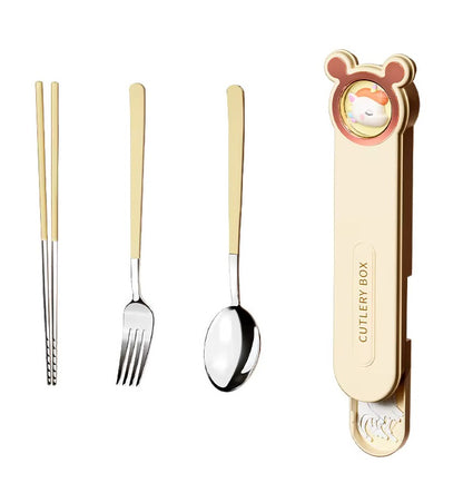 Buy Timeless Stainless-Steel Cutlery Set - Durable Spoon, Fork & Chopsticks Beige at MyneeMoe Online In India