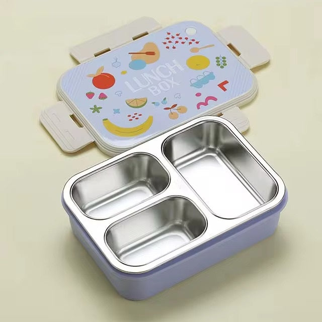 Buy DailyDine 3 Compartment Stainless Steel Lunch Box with Cutlery Lavender at MyneeMoe Online In India