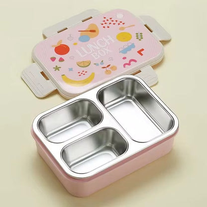 Buy DailyDine 3 Compartment Stainless Steel Lunch Box with Cutlery Pink at MyneeMoe Online In India