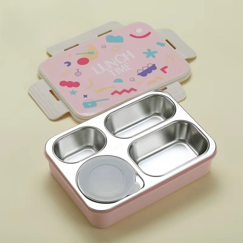 Buy Bento Elite 4 Compartment Stainless Steel Lunch Box with Bowl at MyneeMoe Online In India