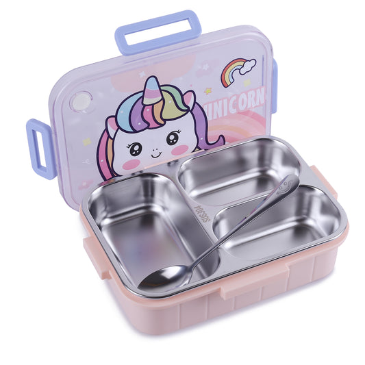 Buy Kids Character 3 Compartment Stainless Steel Bento Lunch Box at MyneeMoe Online In India