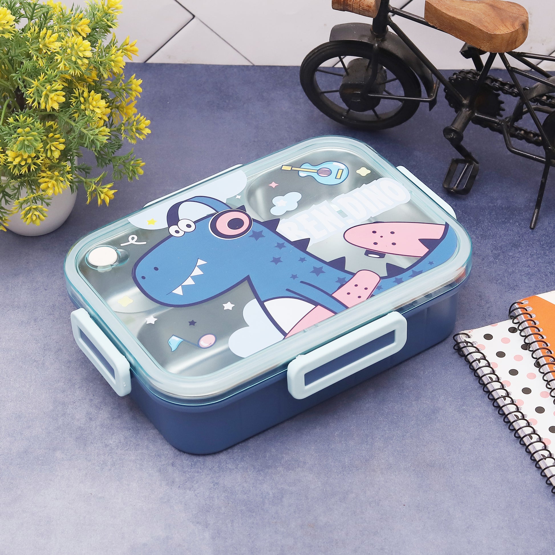 Buy Kids Character Stainless Steel Bento Lunch Box With 3 Compartments & Cutlery at MyneeMoe Online In India