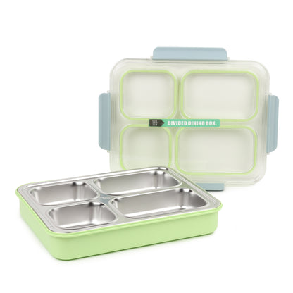 Buy 4-Compartment Bento Lunch Box (1.8L) for Office Goers, 100% Spill-Proof Design Green at MyneeMoe Online In India