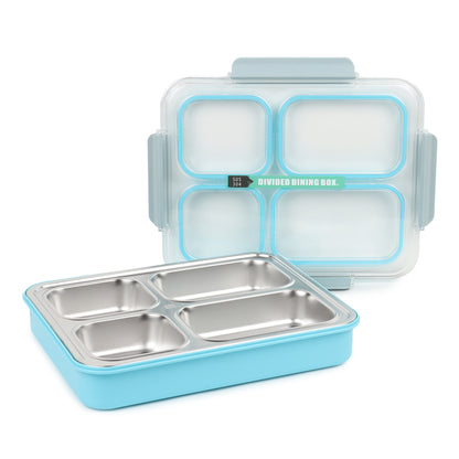 Buy 4-Compartment Bento Lunch Box (1.8L) for Office Goers, 100% Spill-Proof Design Blue at MyneeMoe Online In India