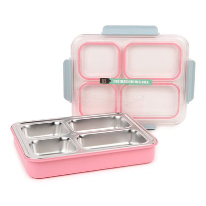 Buy 4-Compartment Bento Lunch Box (1.8L) for Office Goers, 100% Spill-Proof Design Pink at MyneeMoe Online In India