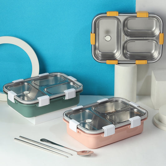 Buy 3 Compartment Stainless Steel Lunch Box at MyneeMoe Online In India