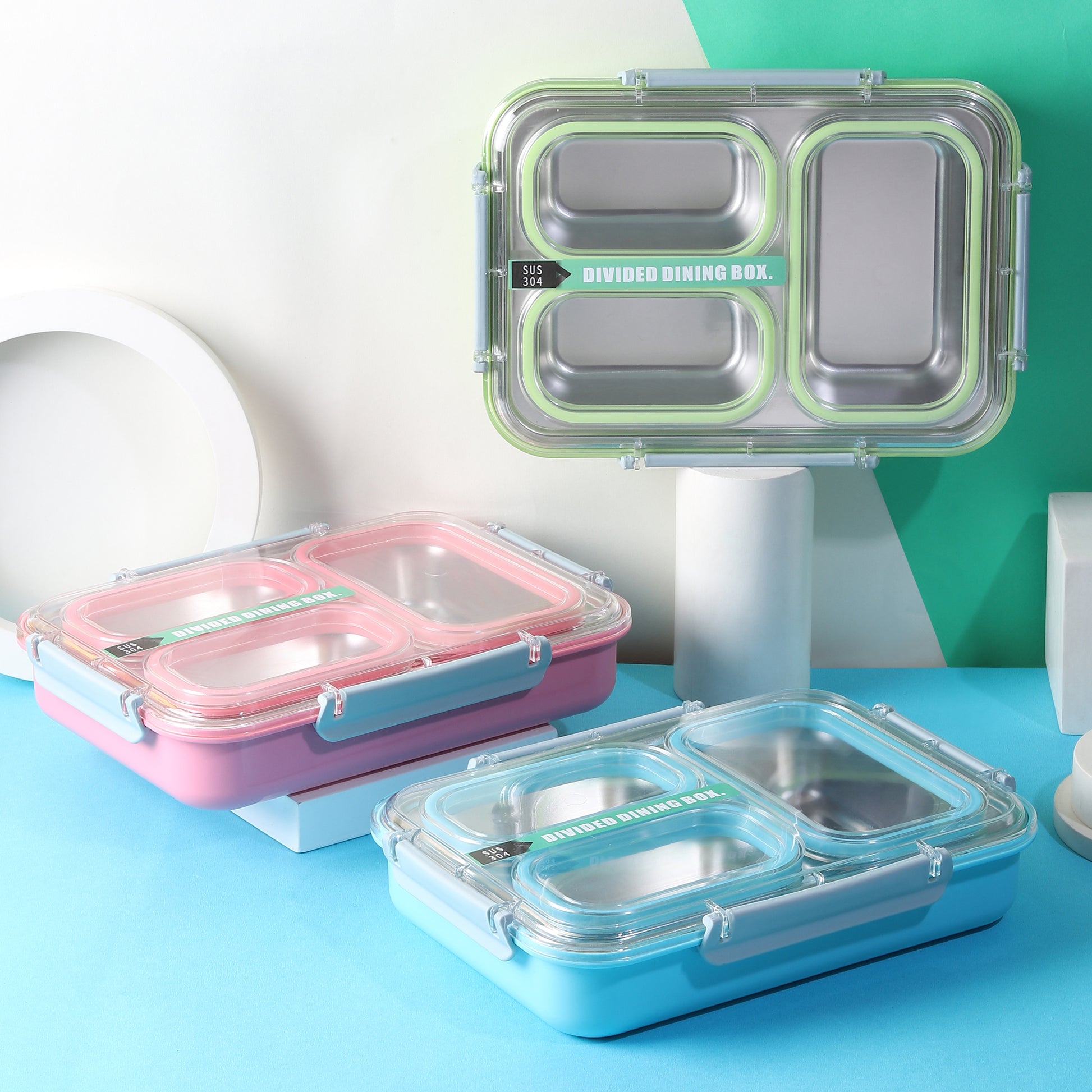 Buy Stylish 3 Compartment Bento Lunch Box at MyneeMoe Online In India