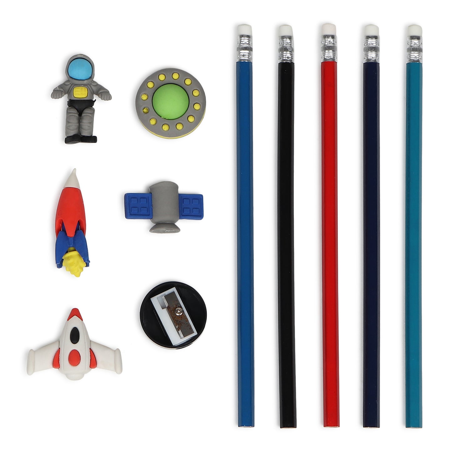 Buy Cute Little Space Station Pencils & Eraser Set (Pack Of 1) at MyneeMoe Online In India