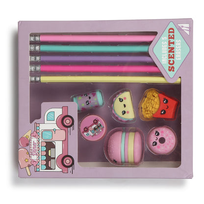 Buy Cute Little Burger Station Pencils & Eraser Set (Pack Of 1) at MyneeMoe Online In India