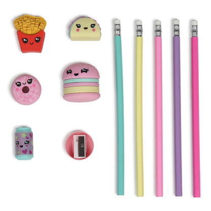 Buy Cute Little Burger Station Pencils & Eraser Set (Pack Of 1) at MyneeMoe Online In India