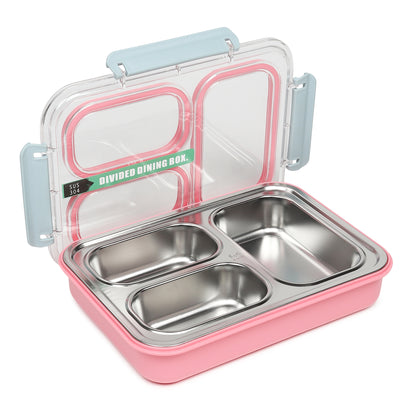 Buy Stylish 3 Compartment Bento Lunch Box Pink at MyneeMoe Online In India