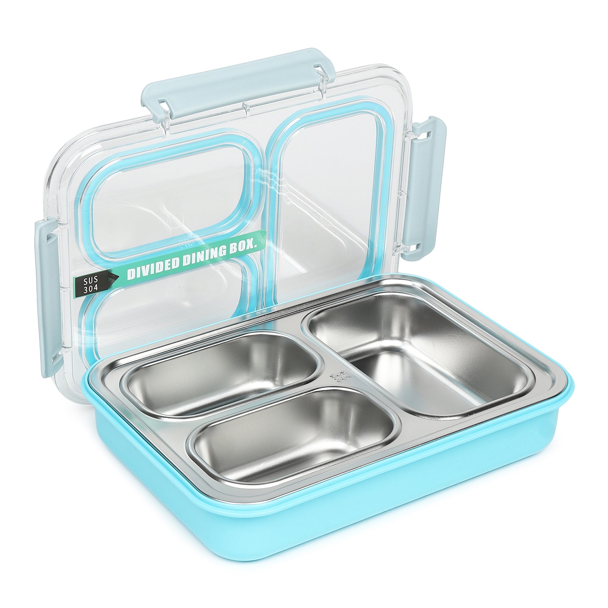 Buy MyneeMoe Stylish Stainless Steel Bento Lunch Box with 3 Compartments & Spill-Proof Design Blue - Bento Lunch Box at MyneeMoe Online In India