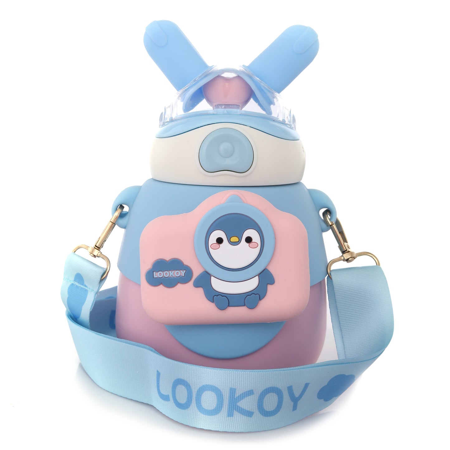 Buy Lookoy Colorful Rabbit Kids Water Bottle - Stainless Steel, Leak-Proof & Easy-Clean Blue & Pink at MyneeMoe Online In India