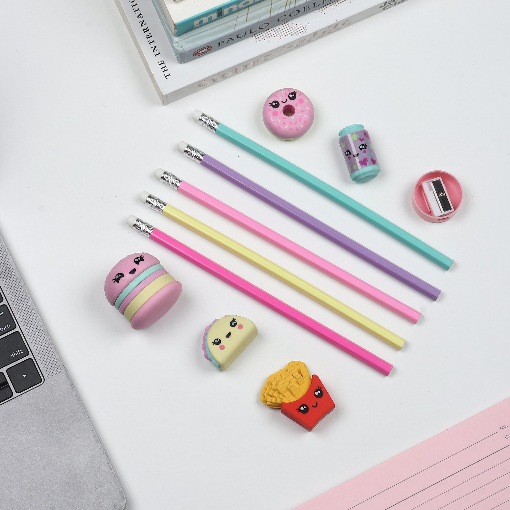 Buy Cute Little Burger Station Pencils & Eraser Set (Pack Of 1) at MyneeMoe Online In India