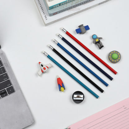 Buy Cute Little Space Station Pencils & Eraser Set (Pack Of 1) at MyneeMoe Online In India