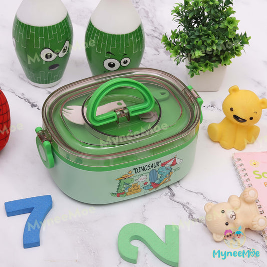 Buy 2 Compartment (800ml) Stainless Steel Tiffin Box|Lunch Box (Dinosaur) at MyneeMoe Online In India