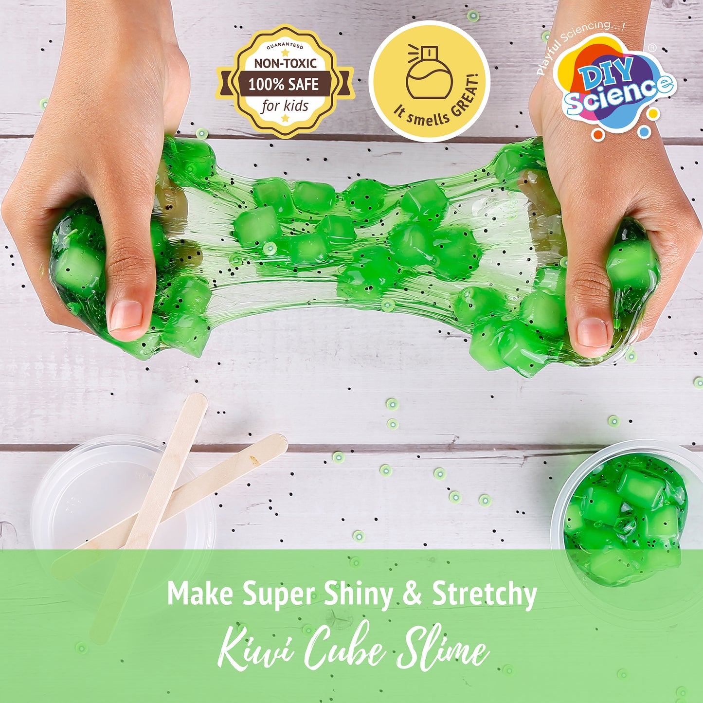 Buy Diy Science Kiwi Cube Cup Slime Kit (Texture Jelly Cube Slime) at Myneemoe Online In India