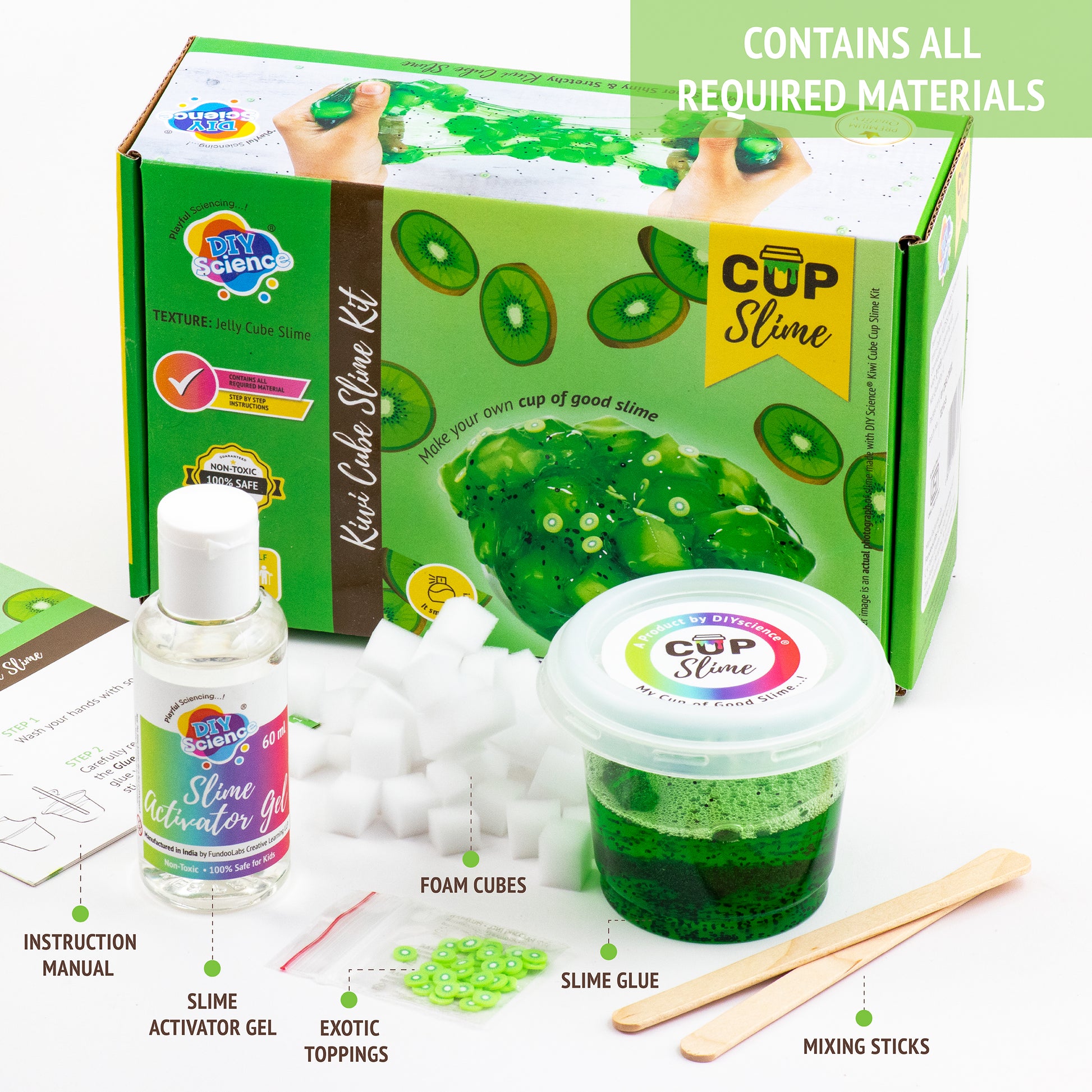 Buy Diy Science Kiwi Cube Cup Slime Kit (Texture Jelly Cube Slime) at Myneemoe Online In India