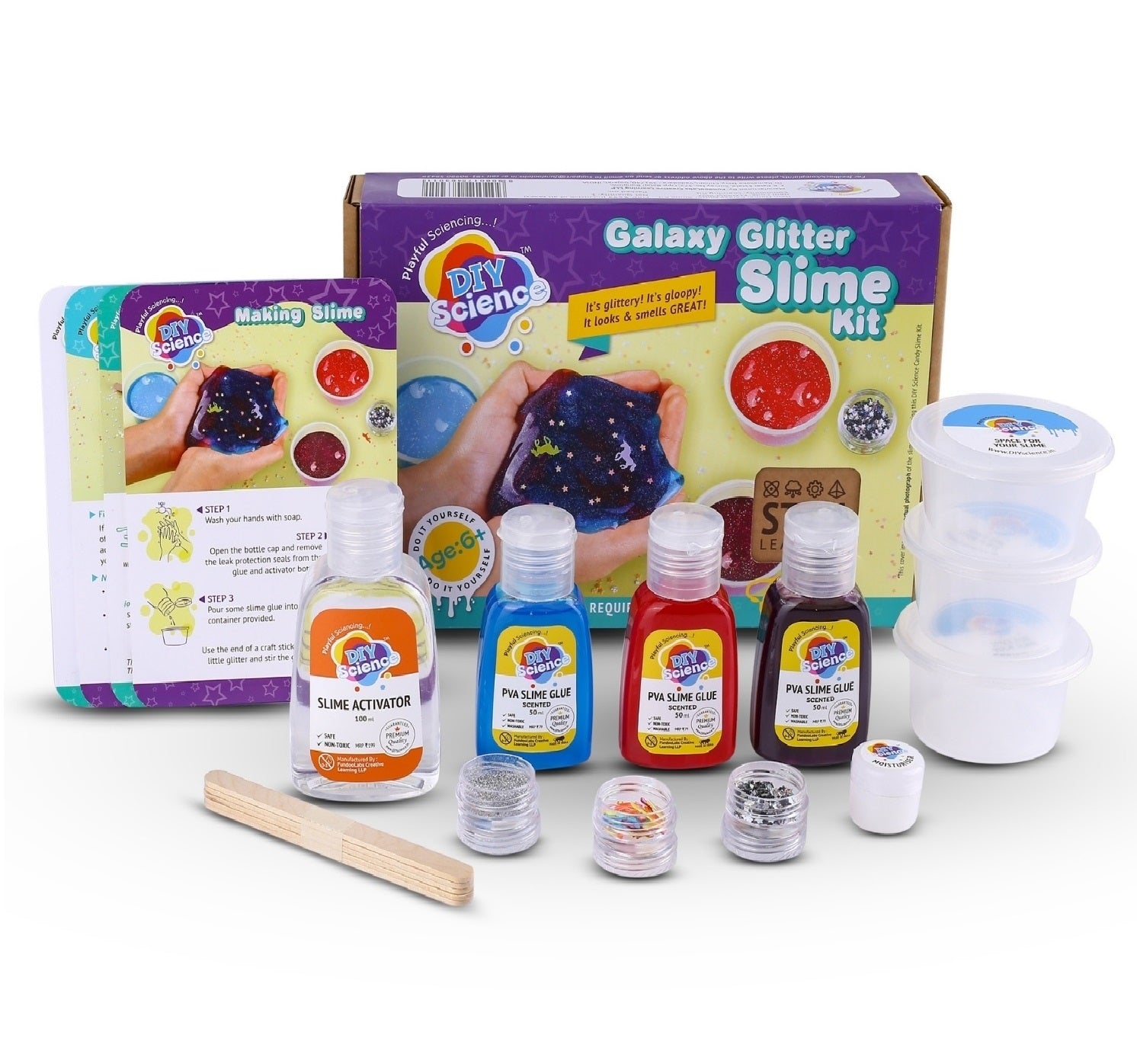 Buy Diy Science Galaxy Glitter Slime Kit (Texture Sparkling Clear Slime) at Myneemoe Online In India