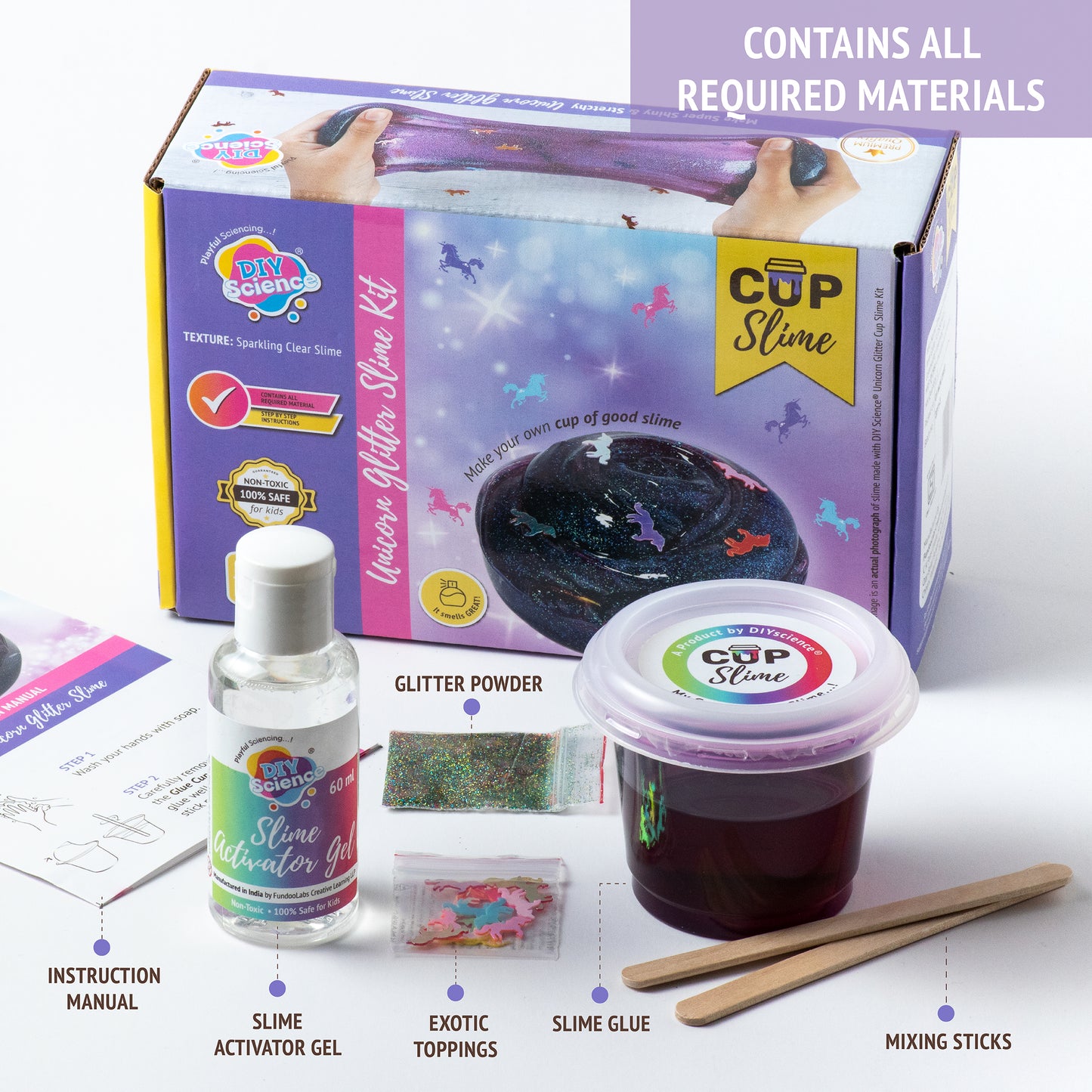 Buy Diy Science Unicorn Glitter Cup Slime Kit (Texture Sparkling Clear Slime) at Myneemoe Online In India