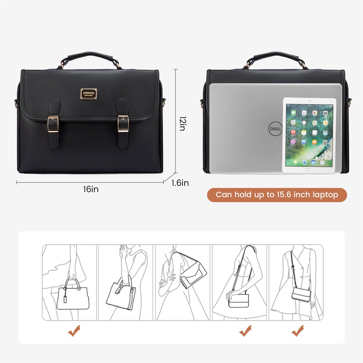 Buy MyneeMoe Lovevook Women's Laptop Bag Black - Spacious and Stylish Work Tote - Laptop Bag at MyneeMoe Online In India