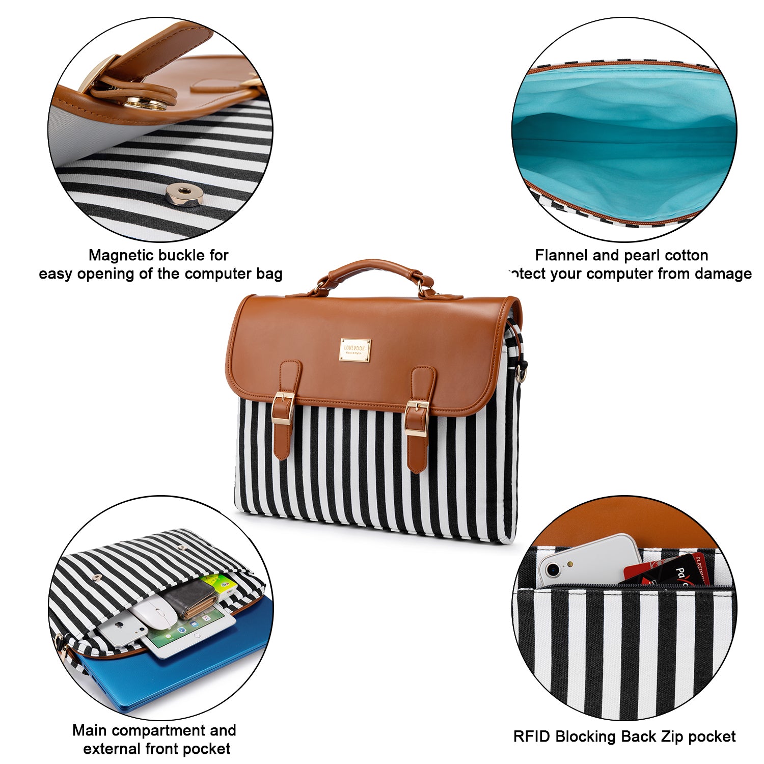 Buy MyneeMoe Lovevook Women's Laptop Bag Brown - Elegant Design with Multiple Compartments - Laptop Bag at MyneeMoe Online In India