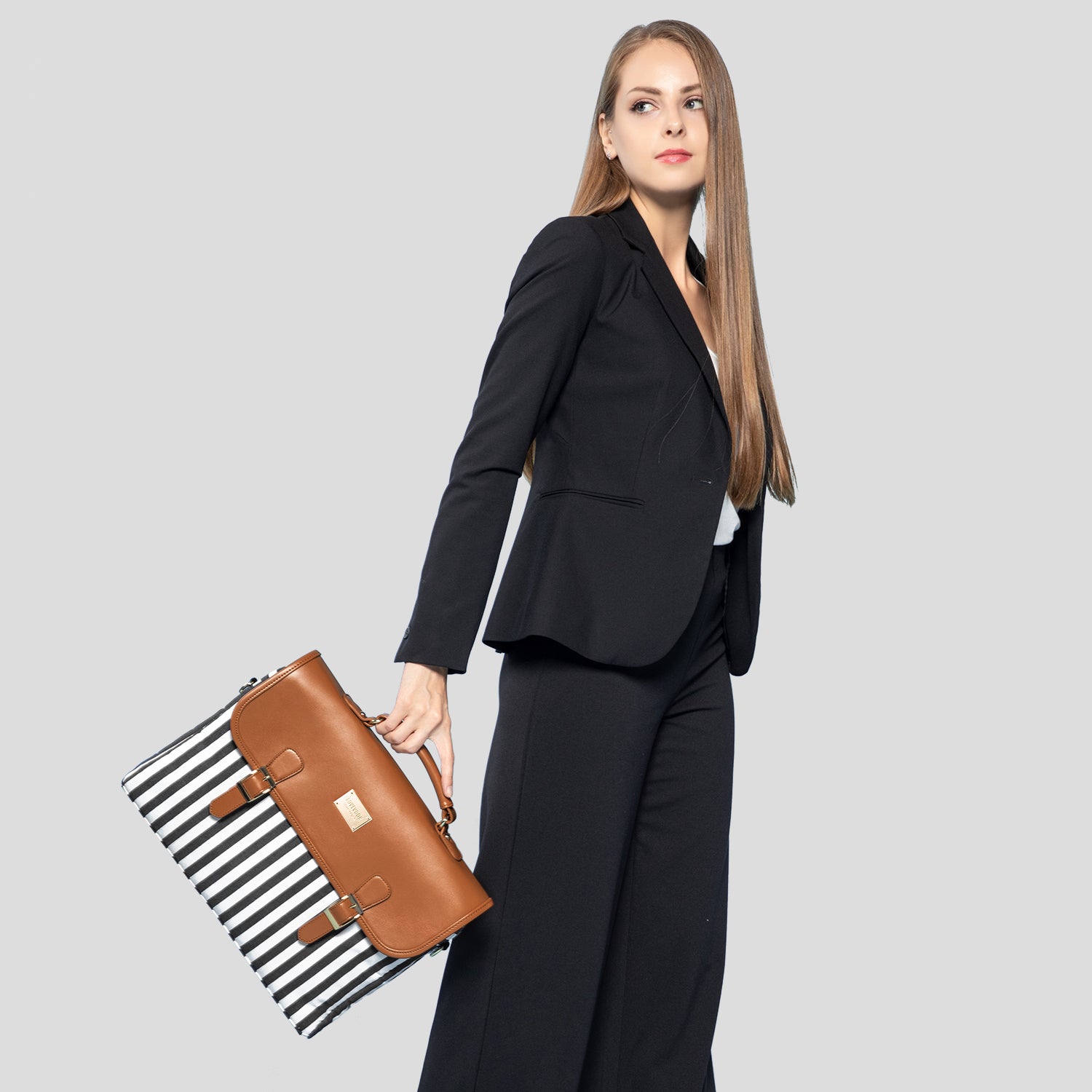 Buy Lovevook Women's Laptop Bag - Elegant Design with Multiple Compartments Brown at MyneeMoe Online In India