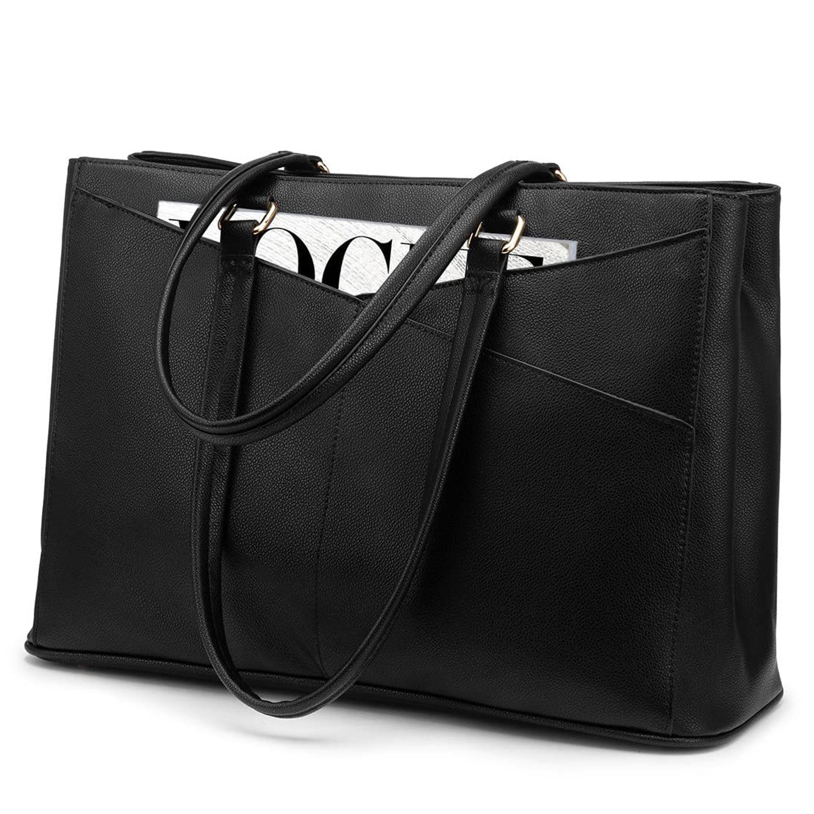 Buy Lovevook Women's Laptop Tote Bag - Stylish Office Work Bag with Magnetic Buckle Black at MyneeMoe Online In India