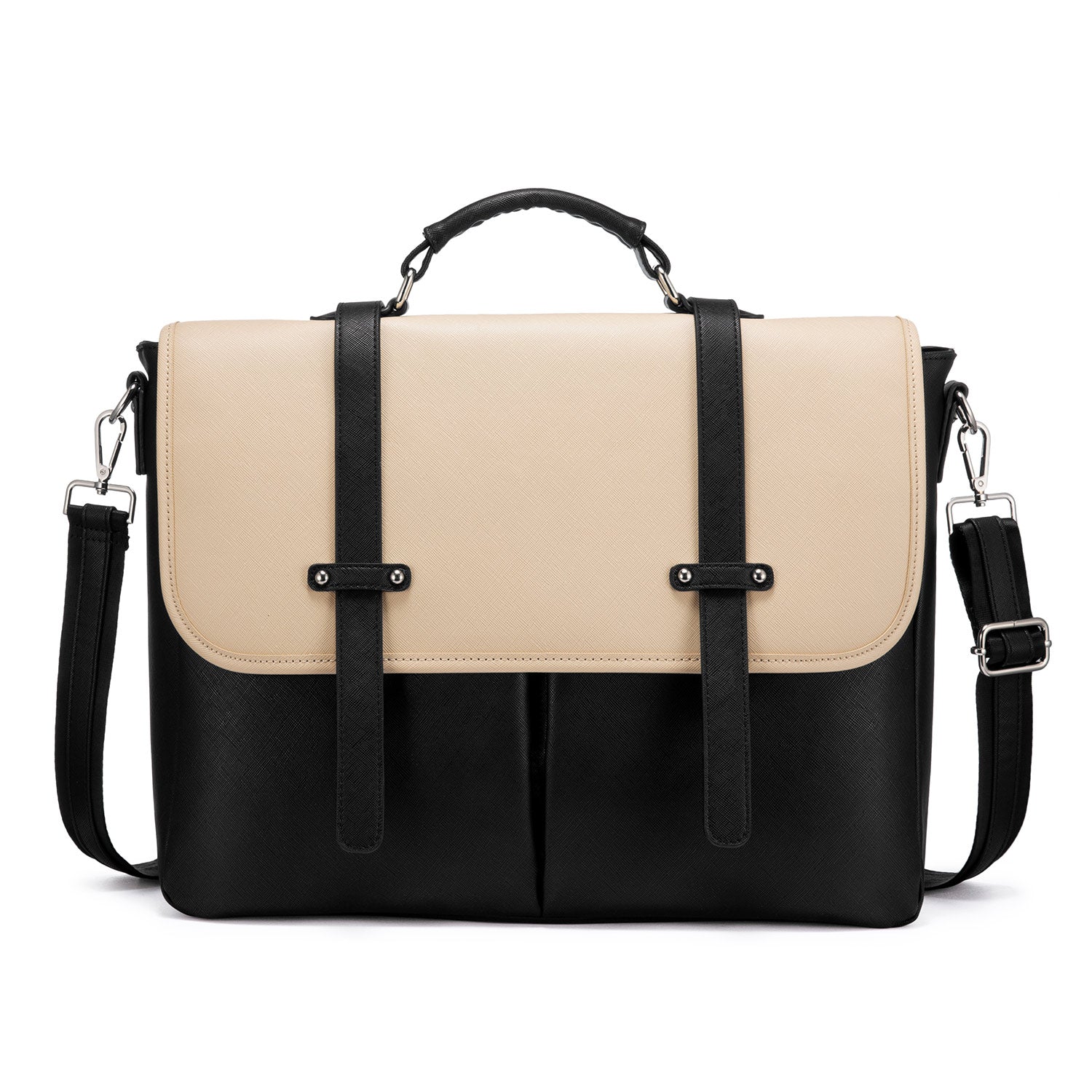 Buy MyneeMoe Lovevook Women's Laptop Bag Beige-Black - Sleek and Functional Work Bag with Multiple Pockets Beige-Black - Laptop Bag at MyneeMoe Online In India