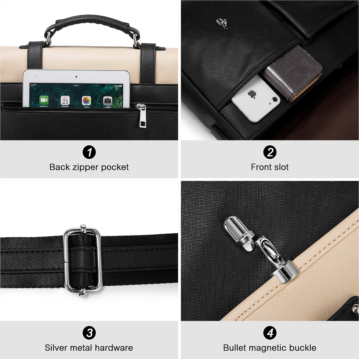 Buy MyneeMoe Lovevook Women's Laptop Bag Beige-Black - Sleek and Functional Work Bag with Multiple Pockets - Laptop Bag at MyneeMoe Online In India
