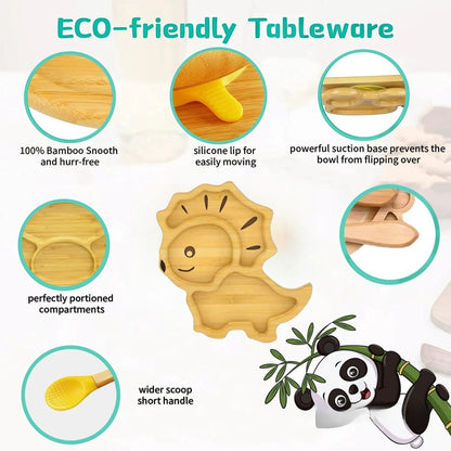 Buy Leo Bamboo Suction Feeding Set – Safe & Fun for Sustainable Baby Mealtime at Myneemoe Online In India