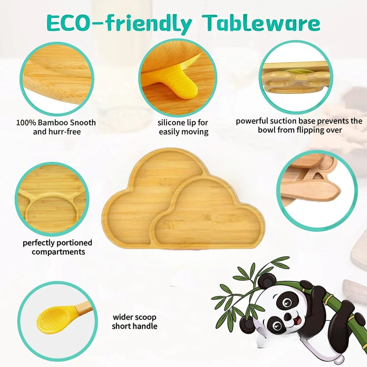 Buy Cloudball Bamboo Suction Plate & Cutlery Set – Safe, Sustainable Baby Essentials at Myneemoe Online In India