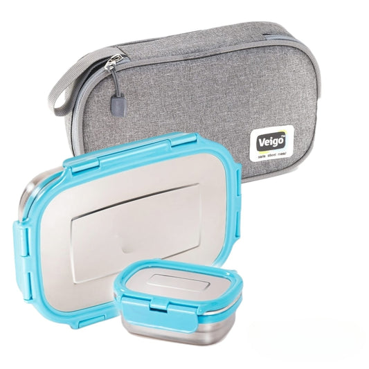 Buy Jumbo Steel Lunch Box Set with Pouch Blue at Myneemoe Online In India
