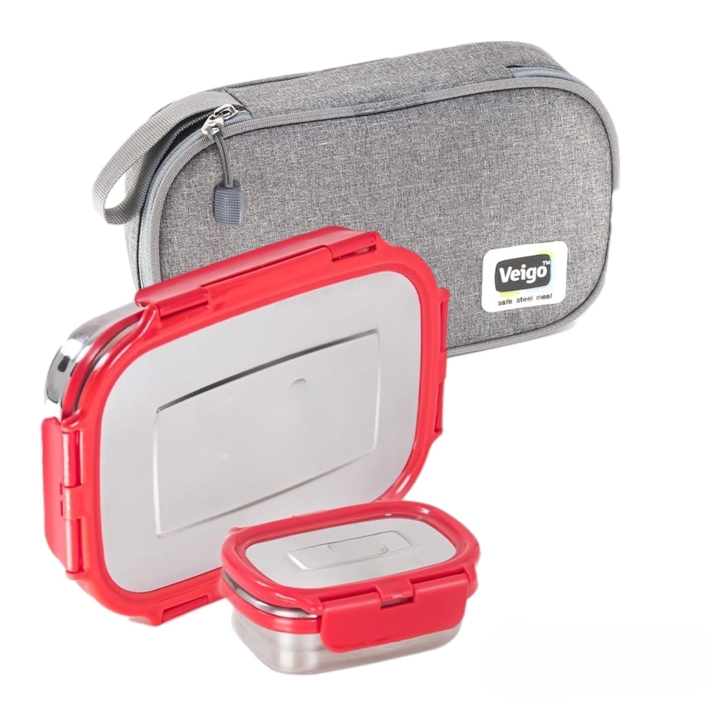 Buy Jumbo Steel Lunch Box Set with Pouch Red at Myneemoe Online In India