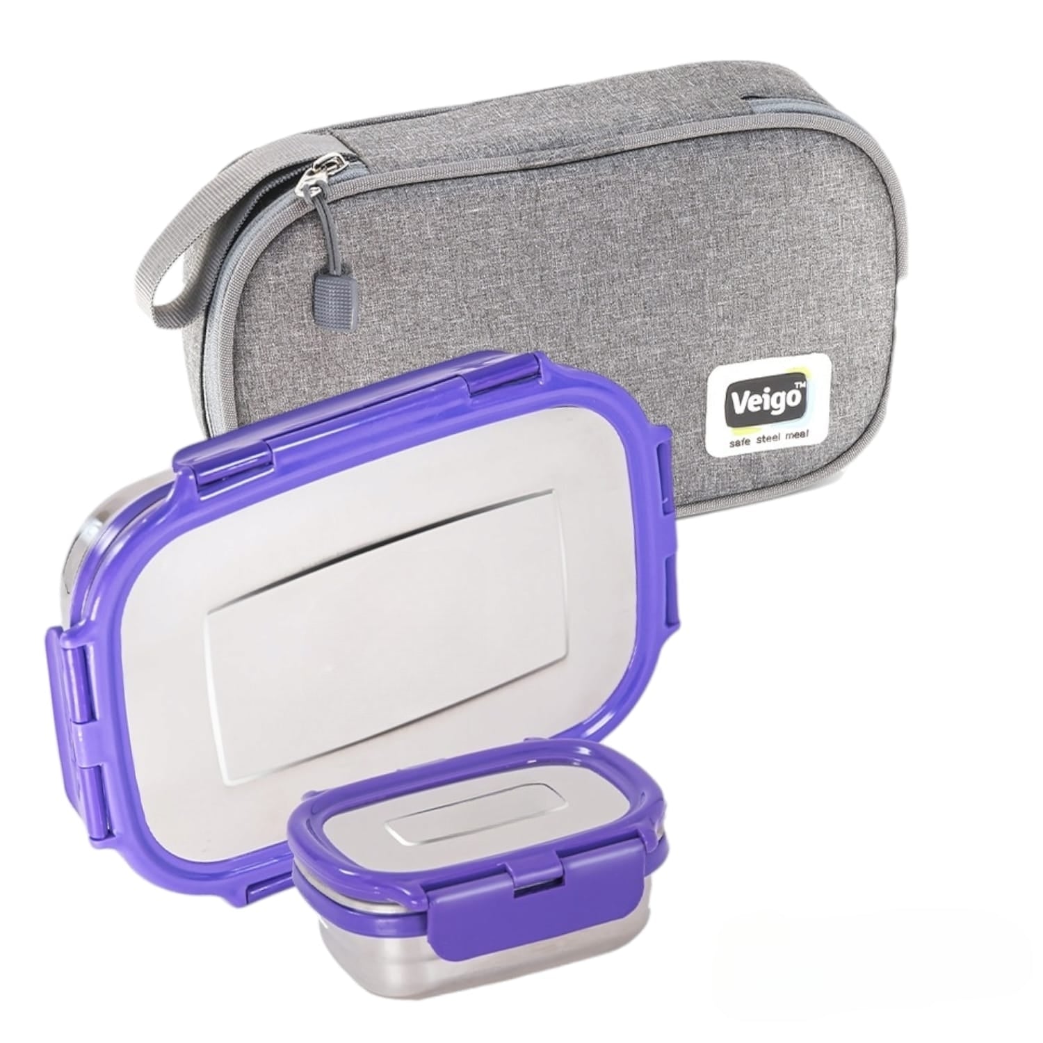 Buy Jumbo Steel Lunch Box Set with Pouch Purple at Myneemoe Online In India