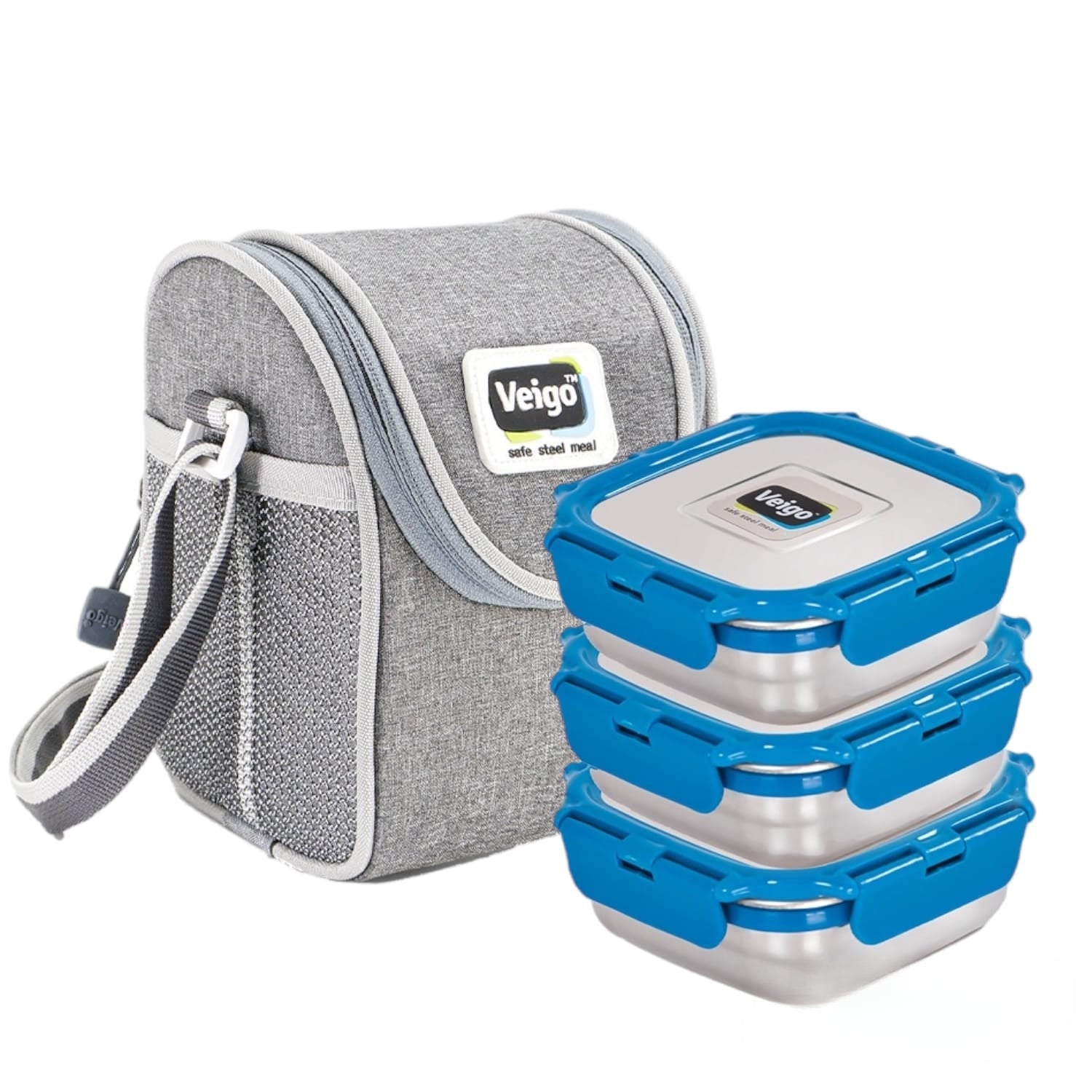 Buy Lunch Boss Combo-Tower of 3 With Lunch Bag Dark Blue at Myneemoe Online In India