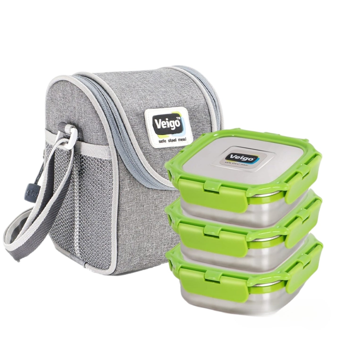 Buy Lunch Boss Combo-Tower of 3 With Lunch Bag Green at Myneemoe Online In India