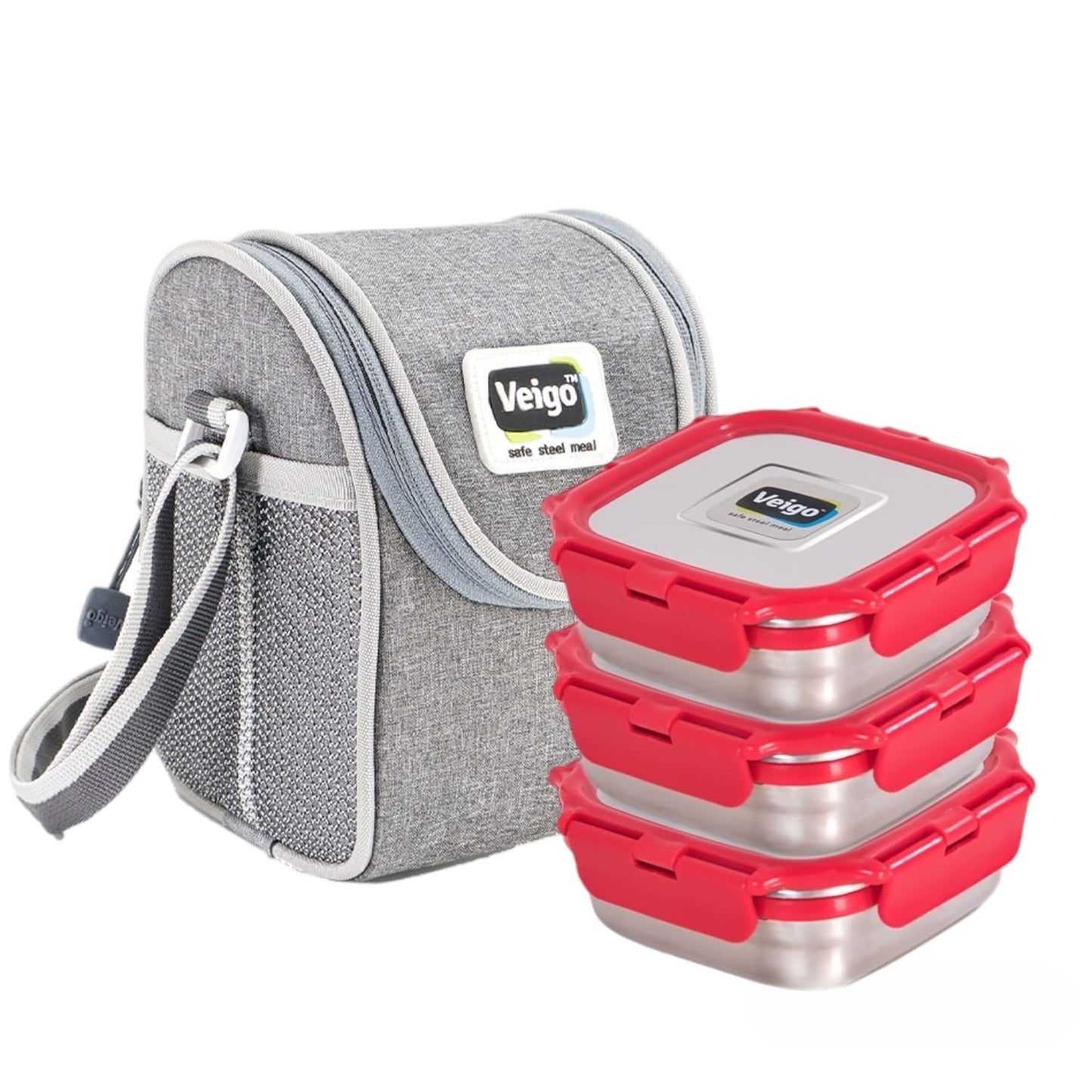 Buy Lunch Boss Combo-Tower of 3 With Lunch Bag Red at Myneemoe Online In India